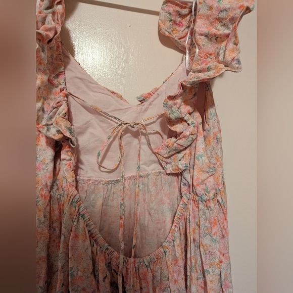 H&M Long And Flared Dress Sleeveless Open Back Maxi Floral Size Large - Picture 7 of 8